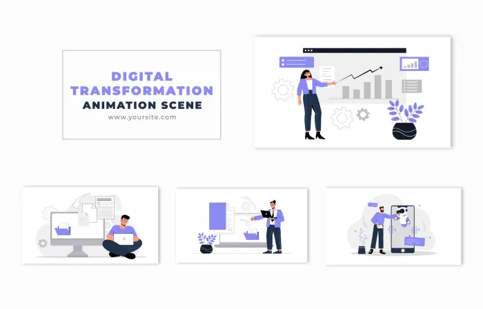 Digital Transformation Concept Flat Design Animation Scene